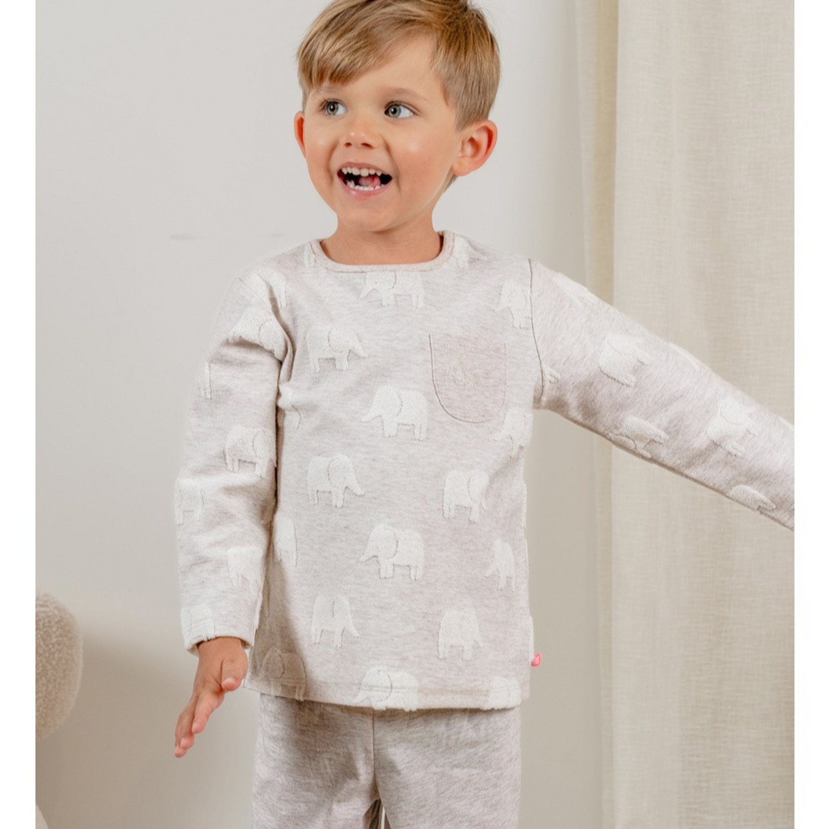 Noukies Noukies - Pyjama, Jacquard Katoen - Olifant Beige (100% katoen)