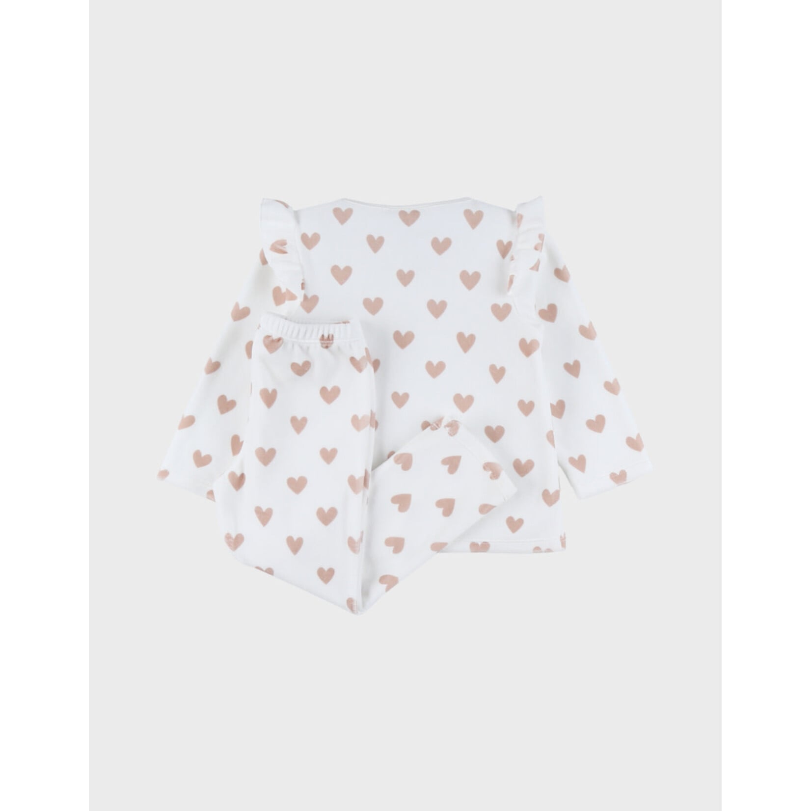 Noukies Noukies - Pyjama, Bedrukt Velours - Wit Hartjes