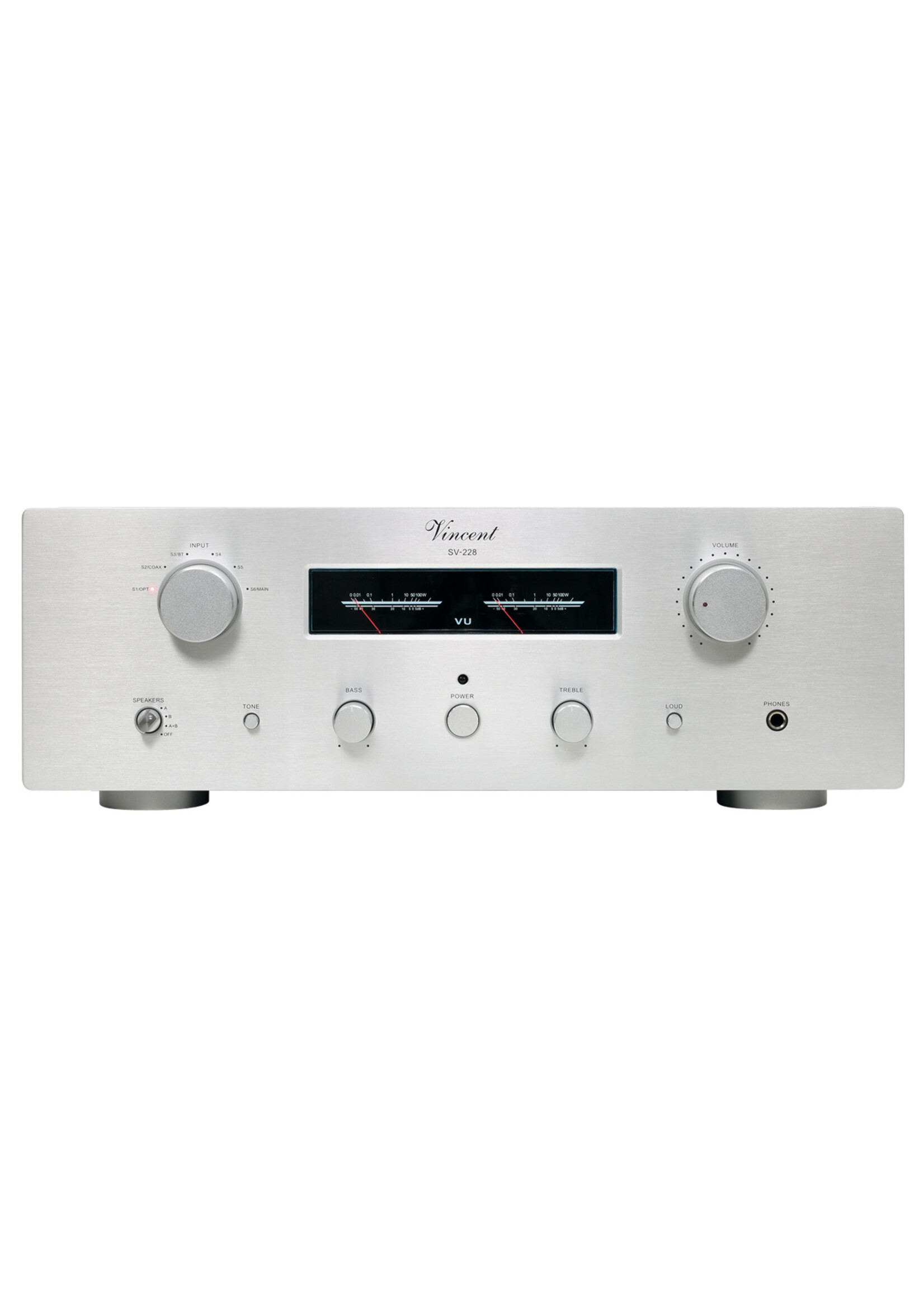 Geintegreerde stereo hybride versterker zilver