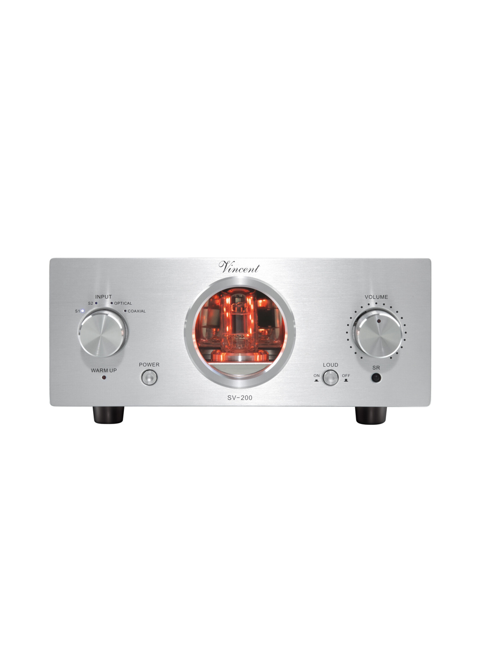 Geintegreerde stereo hybride versterker zilver