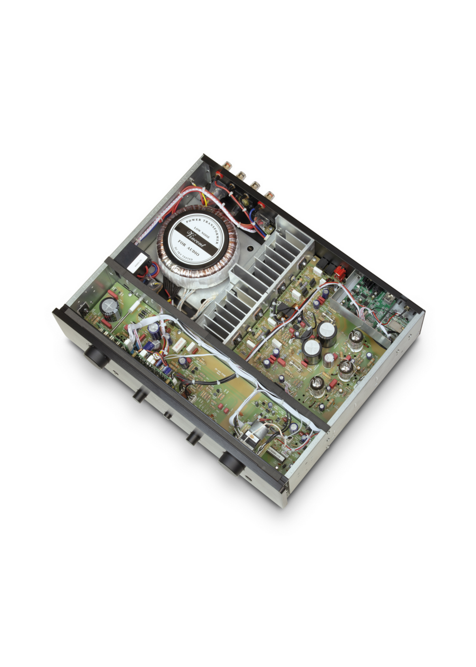Geintegreerde stereo hybride versterker zilver