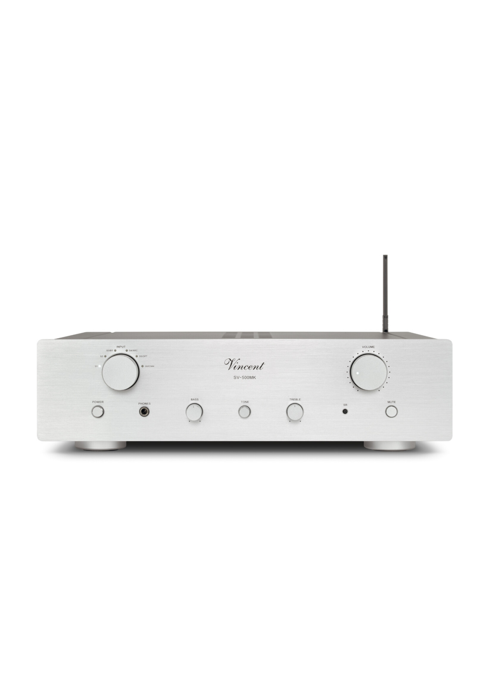 Geintegreerde stereo hybride versterker zilver