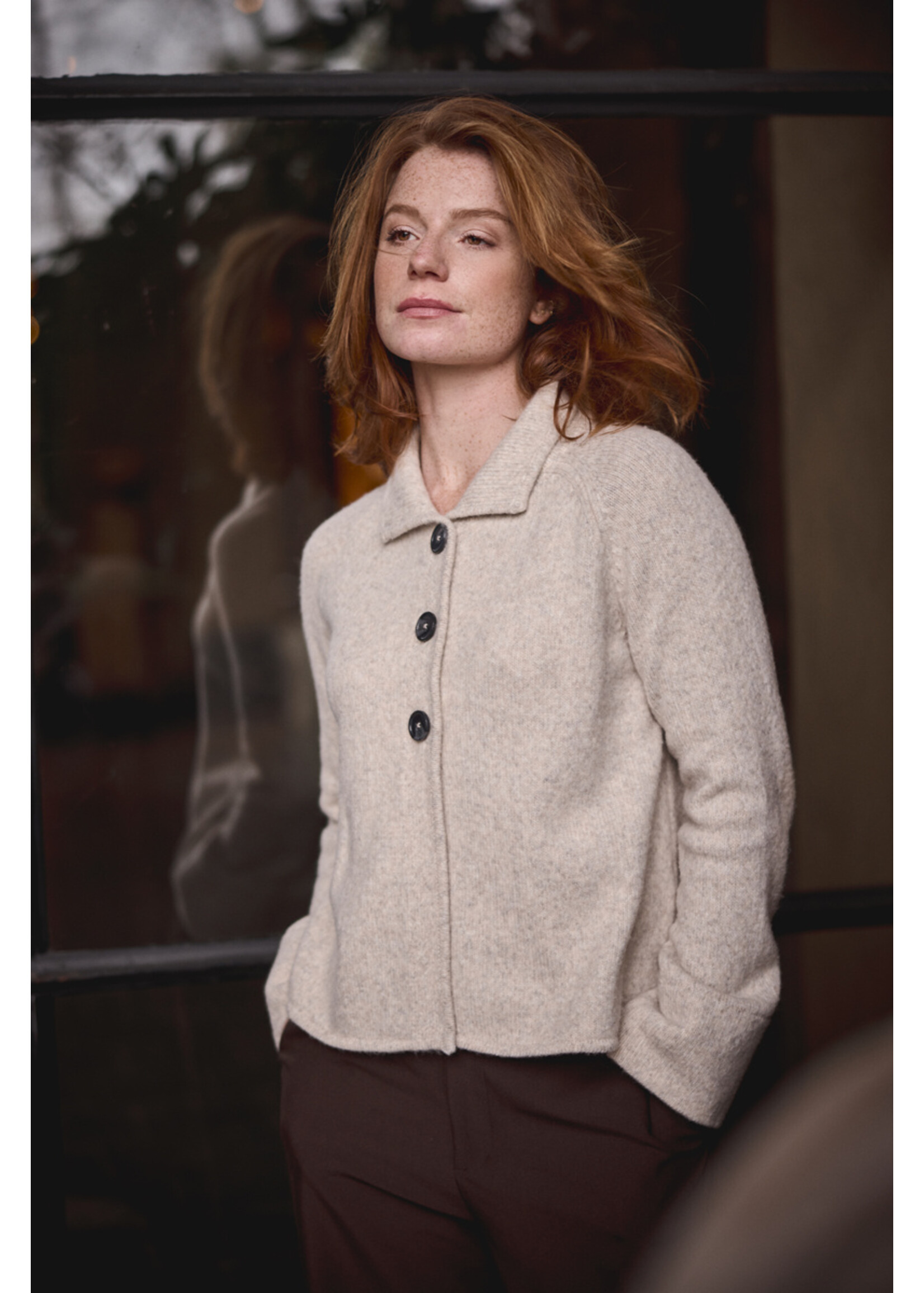 BLOOMINGS BLOOMINGS COLLARED CARDIGAN A-LINE SLK416-9086
