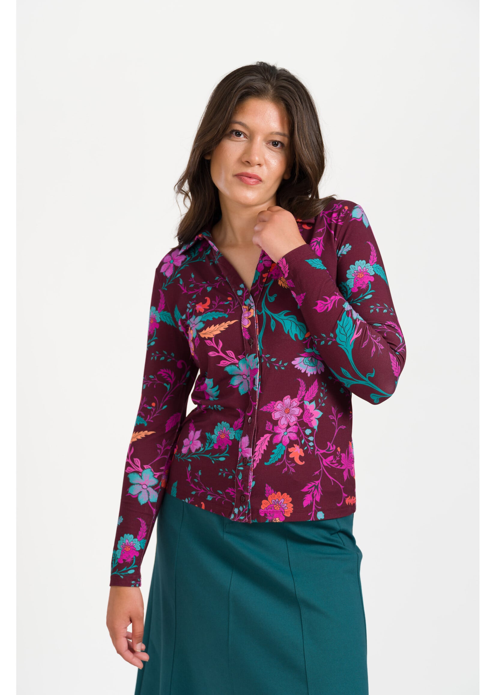 LALAMOUR LALAMOUR LENA BLOUSE LS DARK IVY AW26111