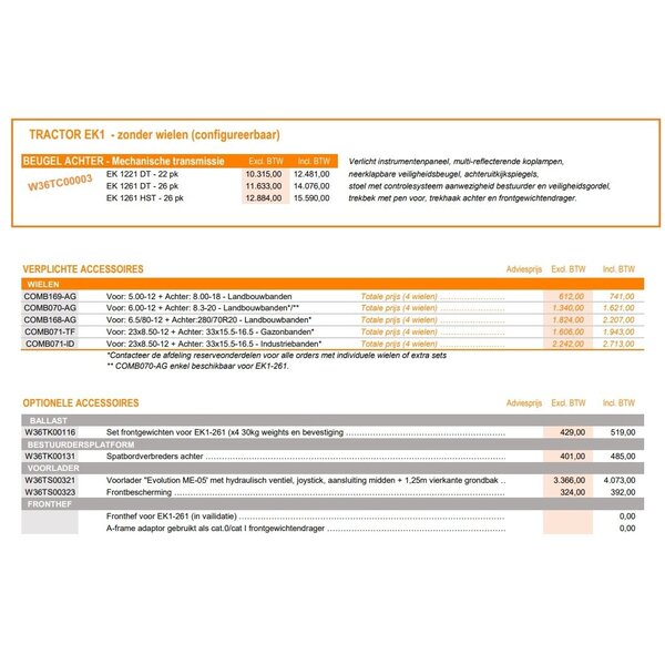 Kubota Kubota EK1-261 - 26PK - BASIS UITVOERING - LANDBOUWBANDEN  MET VOORLADER