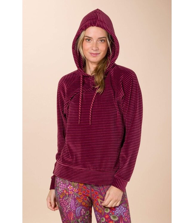 PIP Studio 51.523 TAMARI SWEATER VELVET LITTLE SUMO STRIPE RED PINK