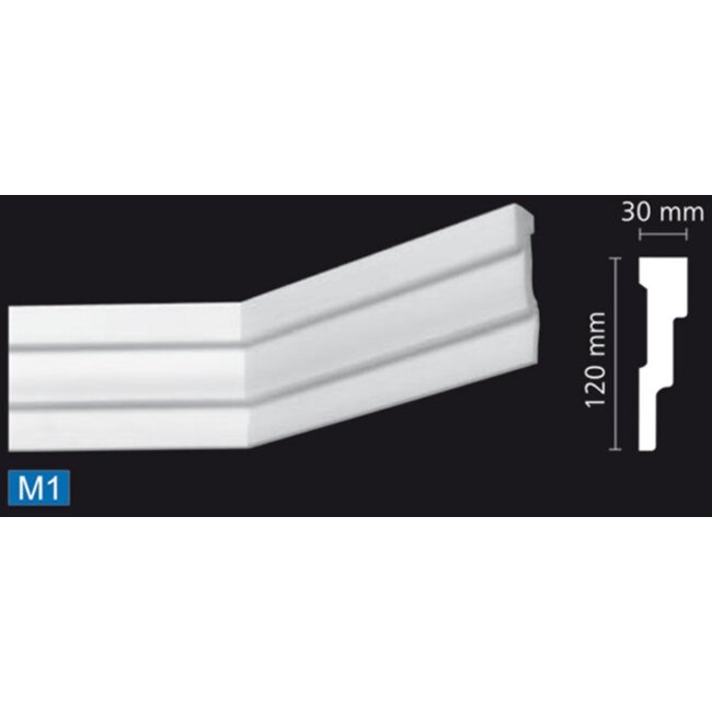 NMC Kroonlijst Nomastyl M1+ (120 x 30 mm), lengte 2 m