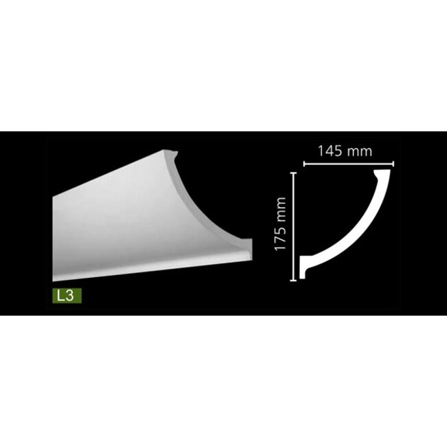 NMC Arstyl L3, profiel voor indirecte verlichting (175 x 145 mm), lengte 2 m