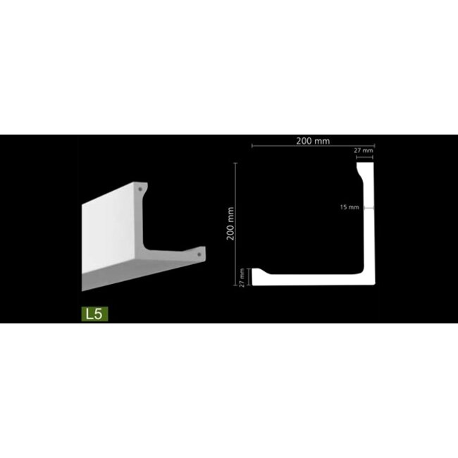 NMC Arstyl L5, profiel voor directe verlichting (200 x 200 mm), lengte 2 m