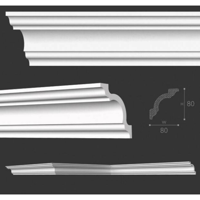 NMC Kroonlijst Nomastyl A1+ (80 x 80 mm), lengte 2 m