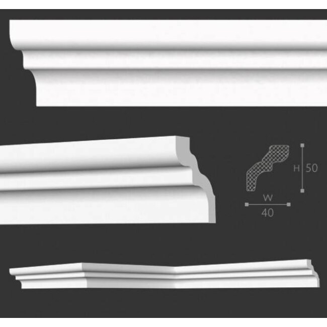 NMC Kroonlijst Nomastyl D+ (50 x 40 mm), lengte 2 m