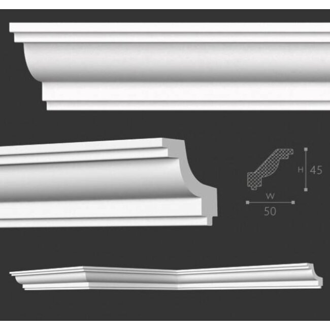 NMC Kroonlijst Nomastyl J+ (45 x 50 mm), lengte 2 m