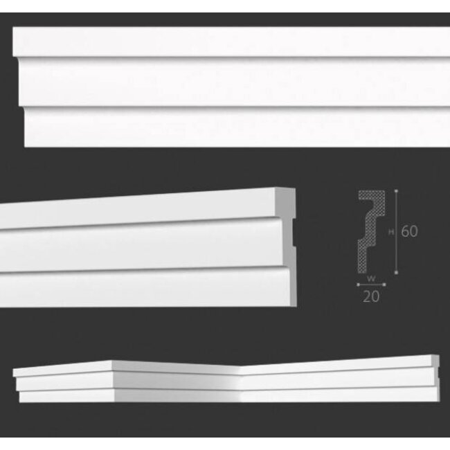NMC Kroonlijst Nomastyl M2+ (60 x 20 mm), lengte 2 m