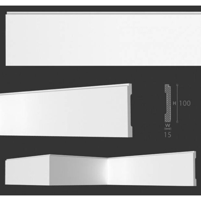NMC Wallstyl / Floorstyl FD1 (100 x 15 mm), lengte 2 m (NMC Plint Enzo)