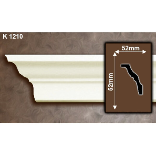 Grand Decor Kroonlijst K1210 (52 x 52 mm), polyurethaan, lengte 2 m