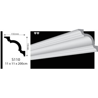 Vidella VS110 (110 x 110 mm), plafondlijst, sierlijst, lengte 2 m OP=OP