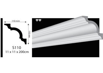 Vidella VS110 (110 x 110 mm), plafondlijst, sierlijst, lengte 2 m