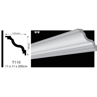 Vidella VT110 (110 x 110 mm), plafondlijst, sierlijst, lengte 2 m OP=OP