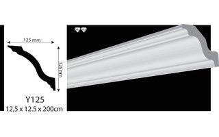 Vidella VY125 (125 x 125 mm), plafondlijst, sierlijst, lengte 2 m OP=OP