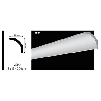 Vidella VZ50 (50 x 50 mm), plafondlijst, sierlijst, lengte 2 m