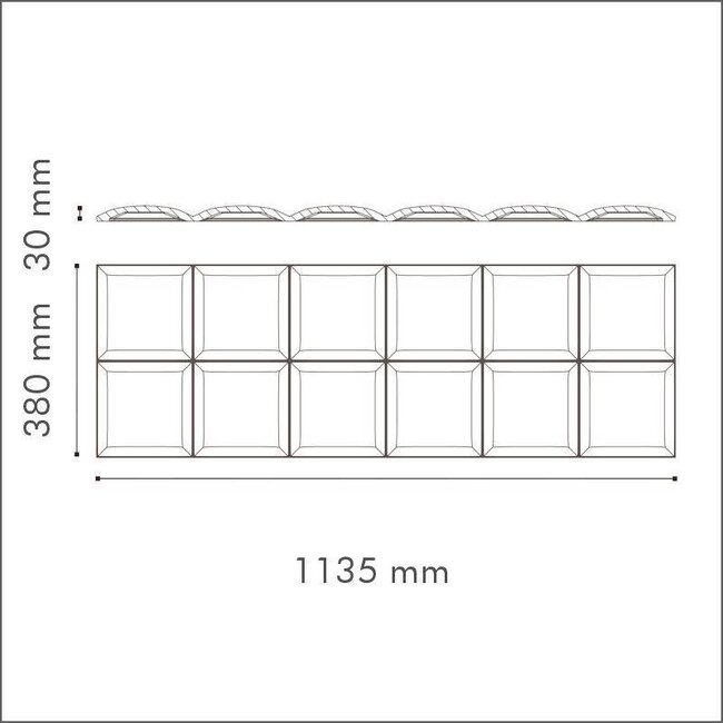 NMC 3D Wallpanel / Wandpaneel Square Polyurethaan - 5 Wandpanelen (1135 x 380 x 30 mm)