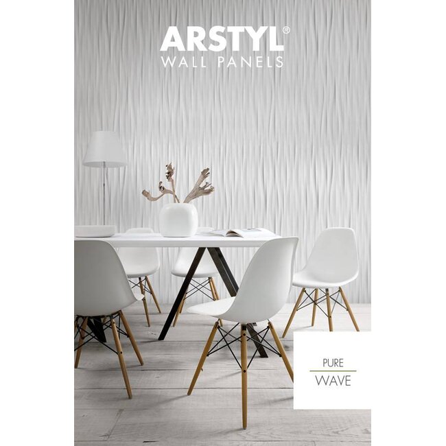 NMC 3D Wallpanel / Wandpaneel Wave Polyurethaan (1135 x 380 x 18.5 mm)  - 7 Wandpanelen