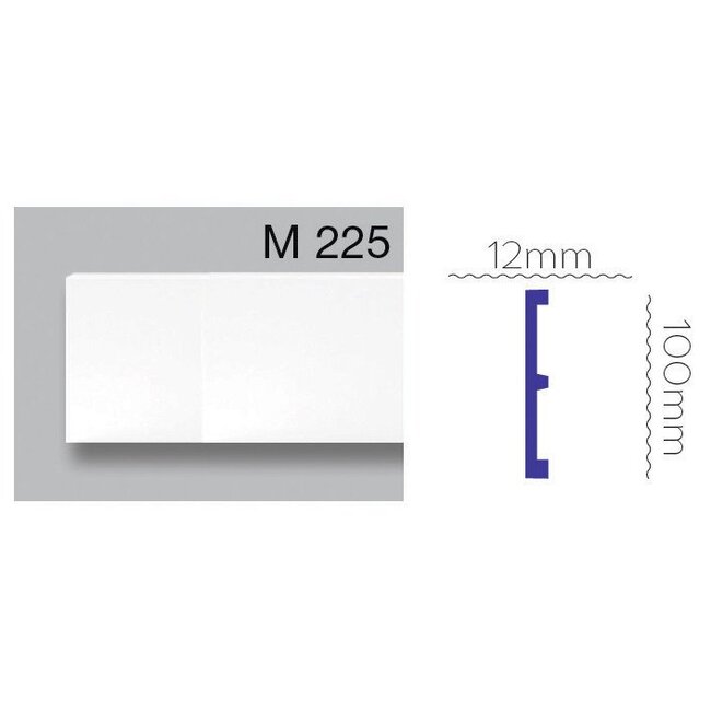Grand Decor Platte plint CR956 / M225 (100 x 12 mm) polyurethaan, lengte 2 m
