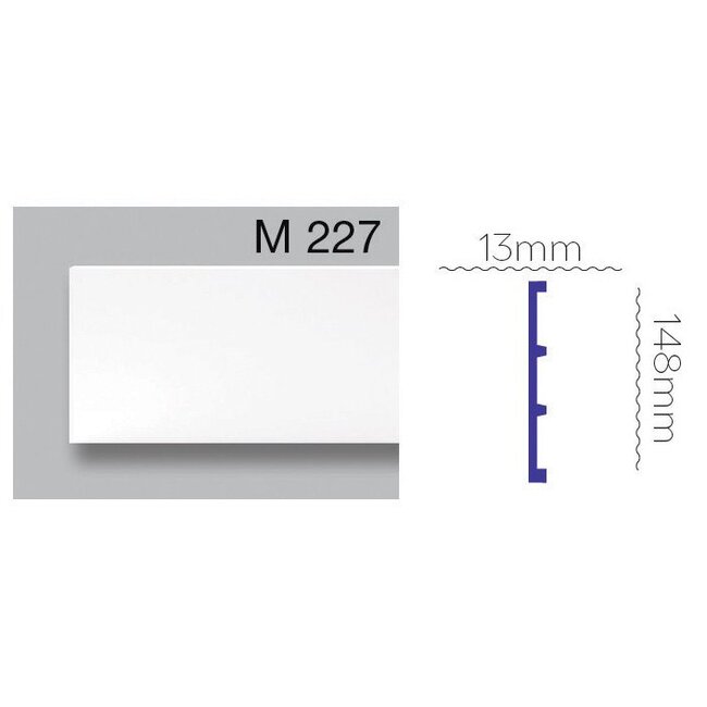 Grand Decor Platte plint CR958 / M227 (148 x 13 mm) polyurethaan, lengte 2 m