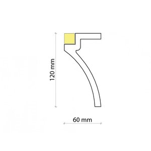 Grand Decor Gordijnprofiel Polyurethaan - LED sierlijst voor indirecte verlichting, KF801 (120 x 60 mm), lengte 2 m