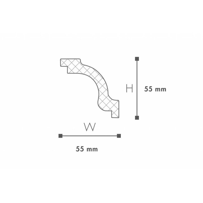 NMC Allegro AL20 (55 x 55 mm), sierlijst polyurethaan, lengte 2 m