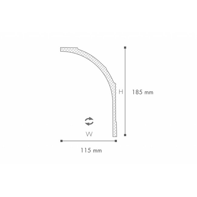 NMC Arstyl AD23, profiel voor indirecte verlichting - plafondlijst (115 x 185 mm), lengte 2 m