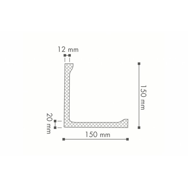 NMC Arstyl L1, profiel voor directe verlichting (150 x 150 mm), lengte 2 m