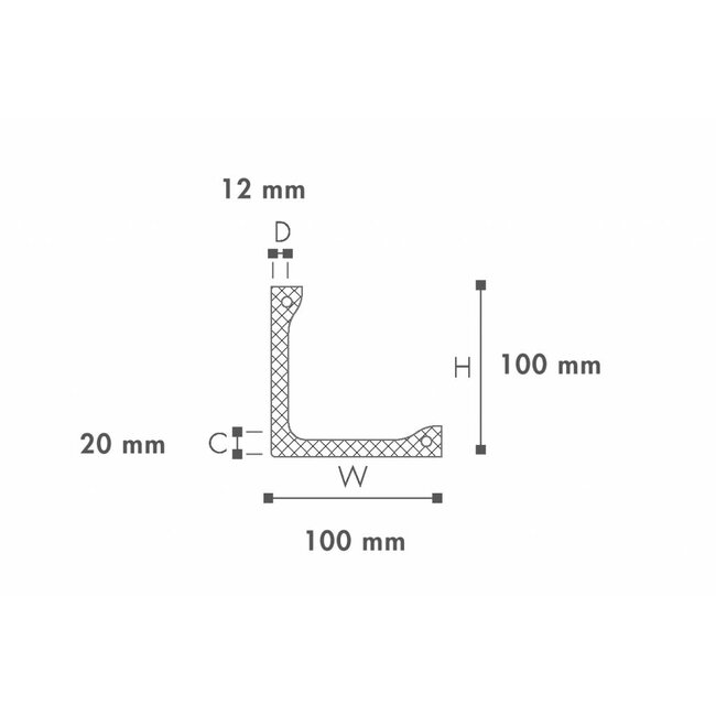 NMC Arstyl L4, profiel voor directe verlichting (100 x 100 mm), lengte 2 m
