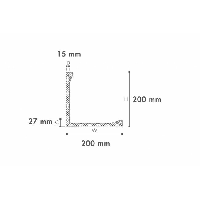 NMC Arstyl L5, profiel voor directe verlichting (200 x 200 mm), lengte 2 m