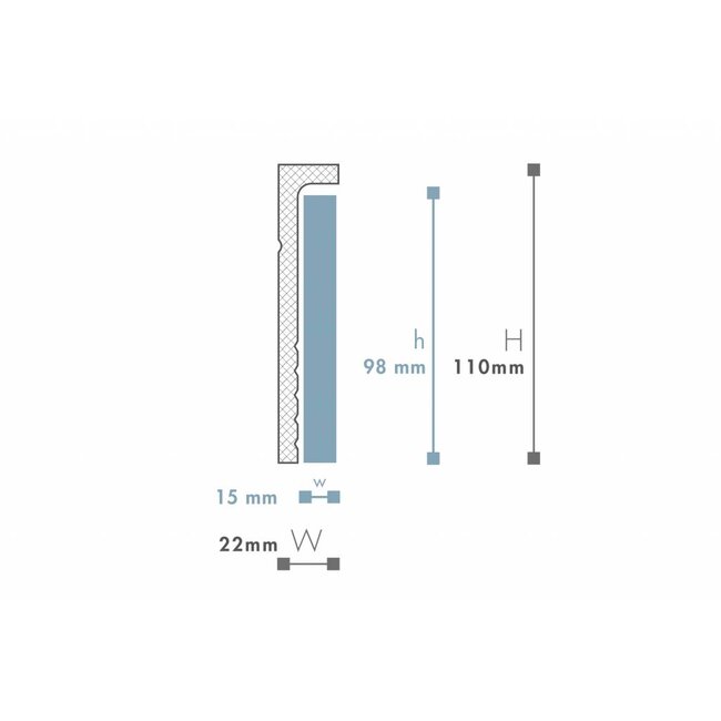 NMC Wallstyl CF2 Overzetplint (110 x 22 mm), lengte 2 m