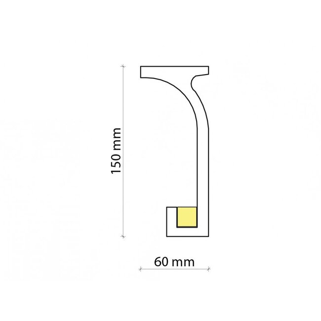 Grand Decor KF803 (150 x 60 mm), lengte 2 m, PU - Gordijnlijst LED lijst voor indirecte verlichting
