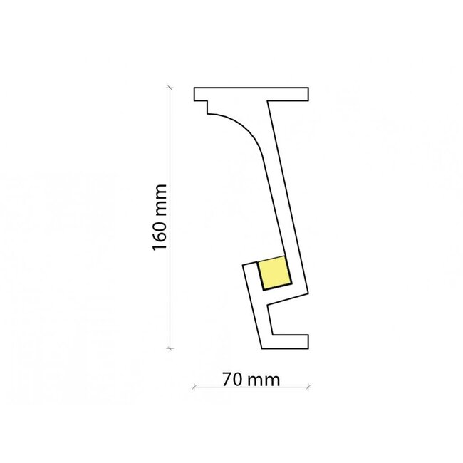 Grand Decor KF804 (160 x 70 mm), lengte 2 m, PU - Gordijnlijst LED lijst voor indirecte verlichting OP = OP