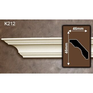 Grand Decor Kroonlijst K212 (46 x 46 mm), polyurethaan, lengte 2 m OP=OP