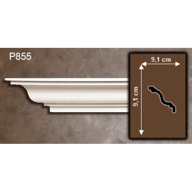 Grand Decor Kroonlijst P855 (91 x 91 mm), polyurethaan, lengte 2 m