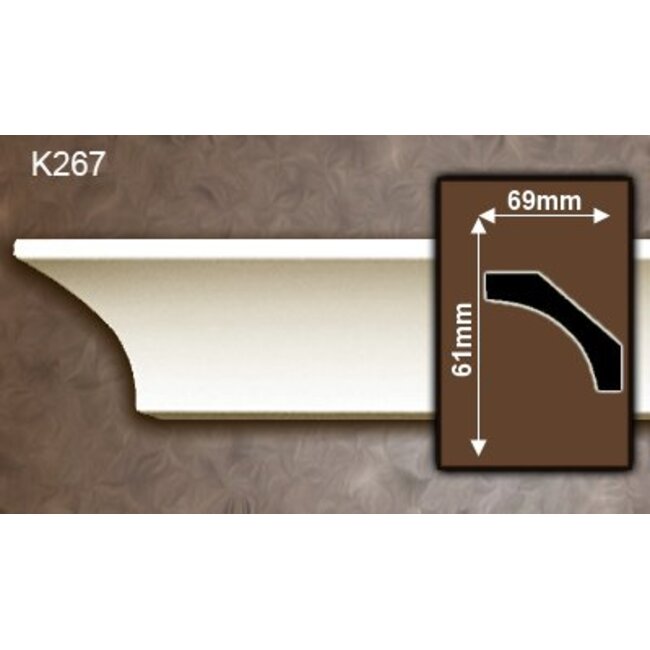 Grand Decor Kroonlijst P944 / K267 (61 x 69 mm), polyurethaan, lengte 2 m