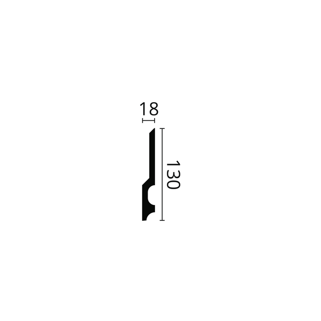 NMC Wallstyl / Floorstyl FD22 (130 x 18 mm), lengte 2 m (NMC Plint Lucio)