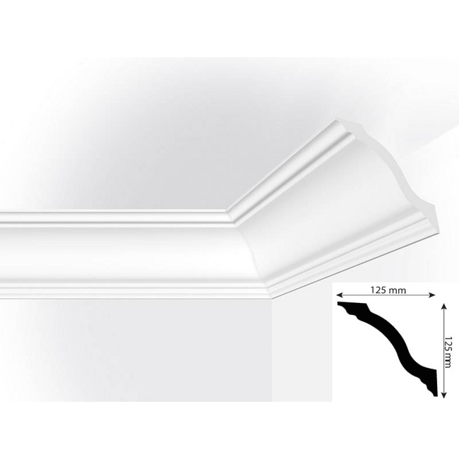 Vidella VY125 (125 x 125 mm), plafondlijst, sierlijst, lengte 2 m
