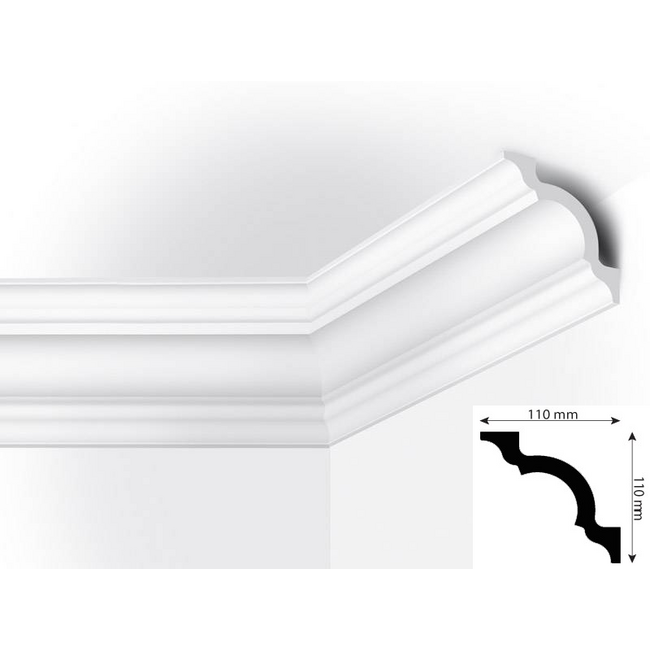 Vidella VS110 (110 x 110 mm), plafondlijst, sierlijst, lengte 2 m