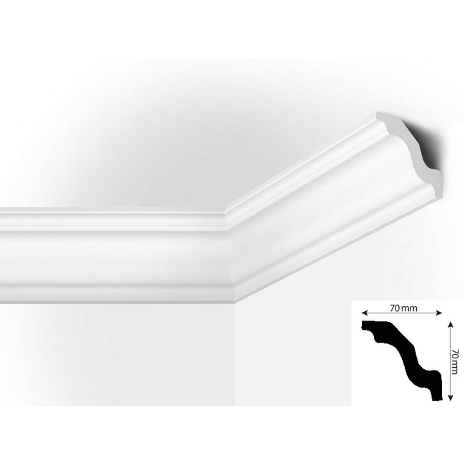 Vidella VW70 (70 x 70 mm), plafondlijst, sierlijst, lengte 2 m