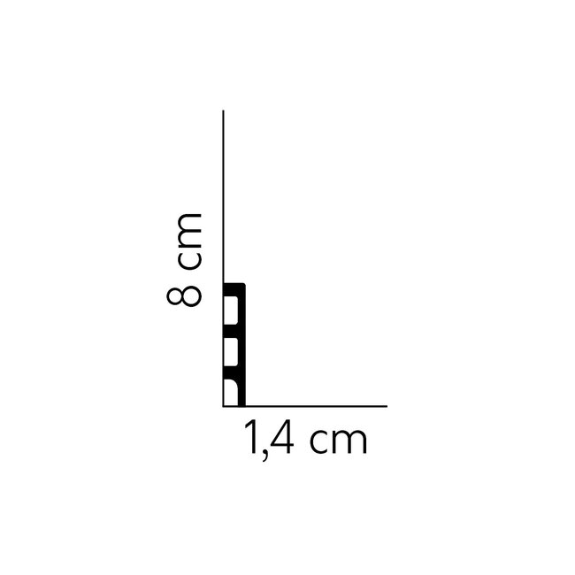 Lijst & Ornament Plint MD014 (80 x 14 mm), lengte 2 m -  zeer hard en robuust materiaal - harder dan MDF