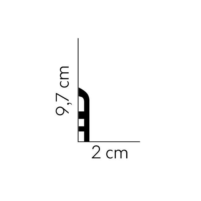 Lijst & Ornament Plint MD355 (97 x 20 mm), lengte 2 m