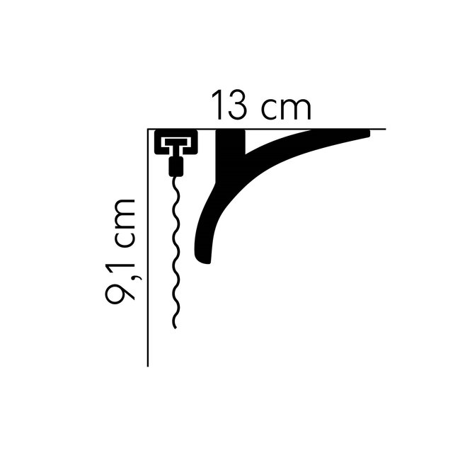 Lijst & Ornament Plint LED QL011 (91 x 130 mm), lengte 2 m