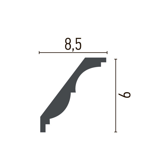 Grand Decor Kroonlijst P946 / K215 (85 x 90 mm), polyurethaan, lengte 2 m
