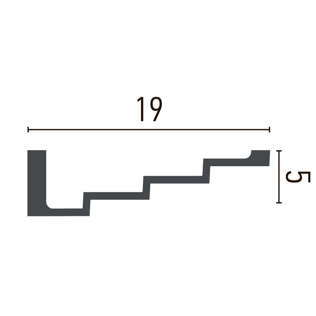 Grand Decor Steps Kroonlijst P886 (190 x 50 mm), polyurethaan, lengte 2 m