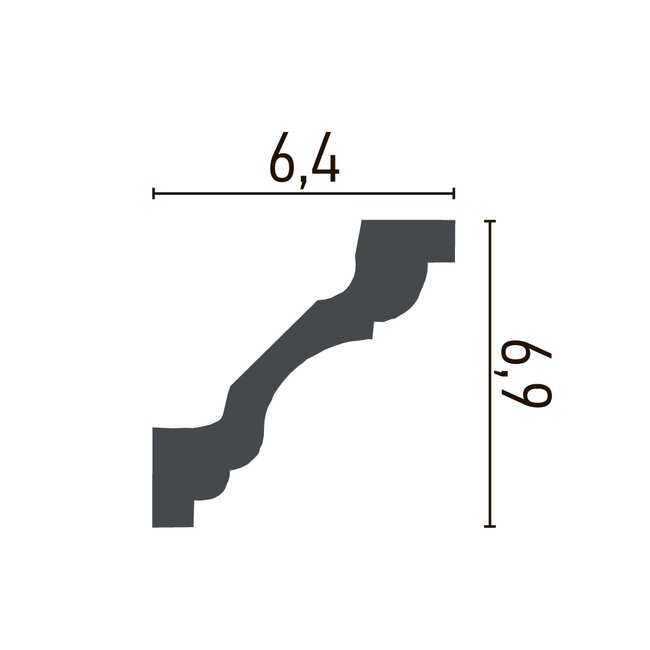 Grand Decor Kroonlijst P819 (69 x 64 mm), polyurethaan, lengte 2 m